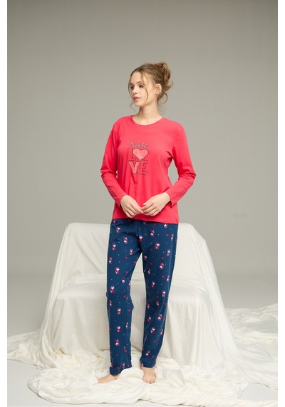 Siyah İnci Örme Pamuklu Pijama Takım25240268 NAR ÇİÇEĞİ