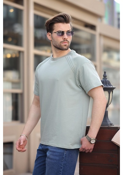 Madmext Mint Yeşili Bisiklet Yaka Basic Erkek T-shirt E7138 Mint Yeşili