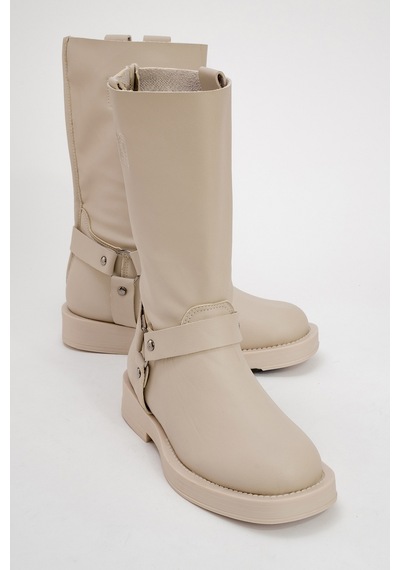 Luvishoes Luvi Shoes Solva Bej Cilt Kadın Binici Bot Bej Deri