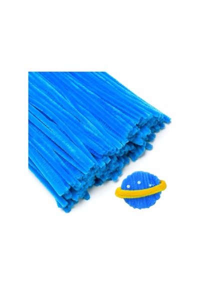 150 Adet Mavi, Beyaz, Açık Mavi Renkli Şönil , Çiçek Yapım Seti, Tüylü Tel, 30 Cm, Peluş Tel