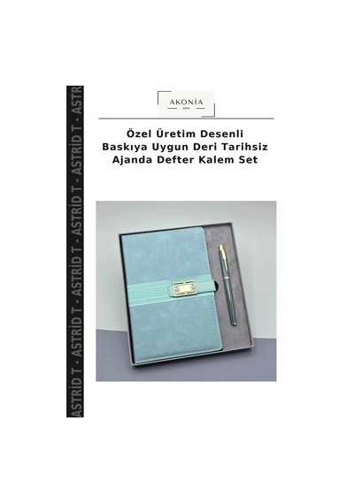 Özel Üretim Desenli Baskıya Uygun Deri Tarihsiz Ajanda Defter Kalem Set Çok Renkli