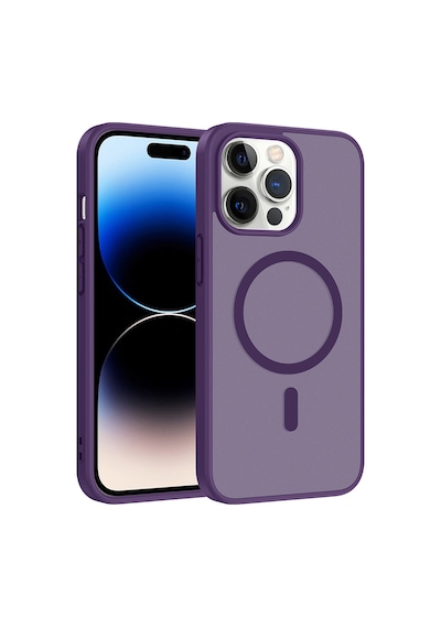 Zore Apple iPhone Uyumlu 14 Pro Max Kılıf M-safe Şarj Özellikli Zore Babet Kapak - Derin Mor