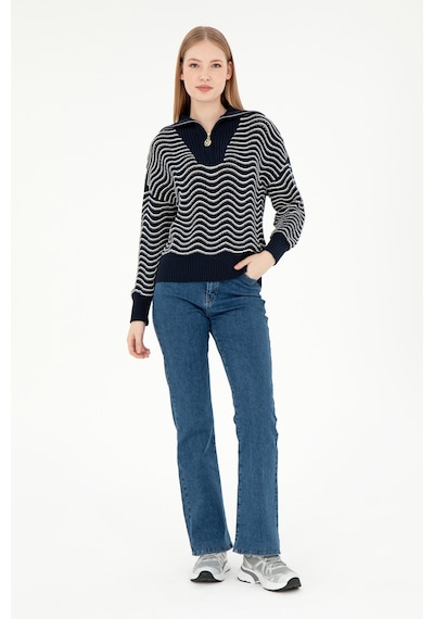 U.S. Polo Assn. Kadın Lacivert V Yaka Kazak 50293035-VR033