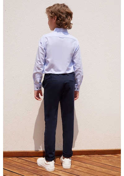 AC&Co / Altınyıldız Classics Lacivert Slim Fit Dar Kesim Yan Cepli Pamuklu Esnek Çocuk Chino Pantolon Lacivert