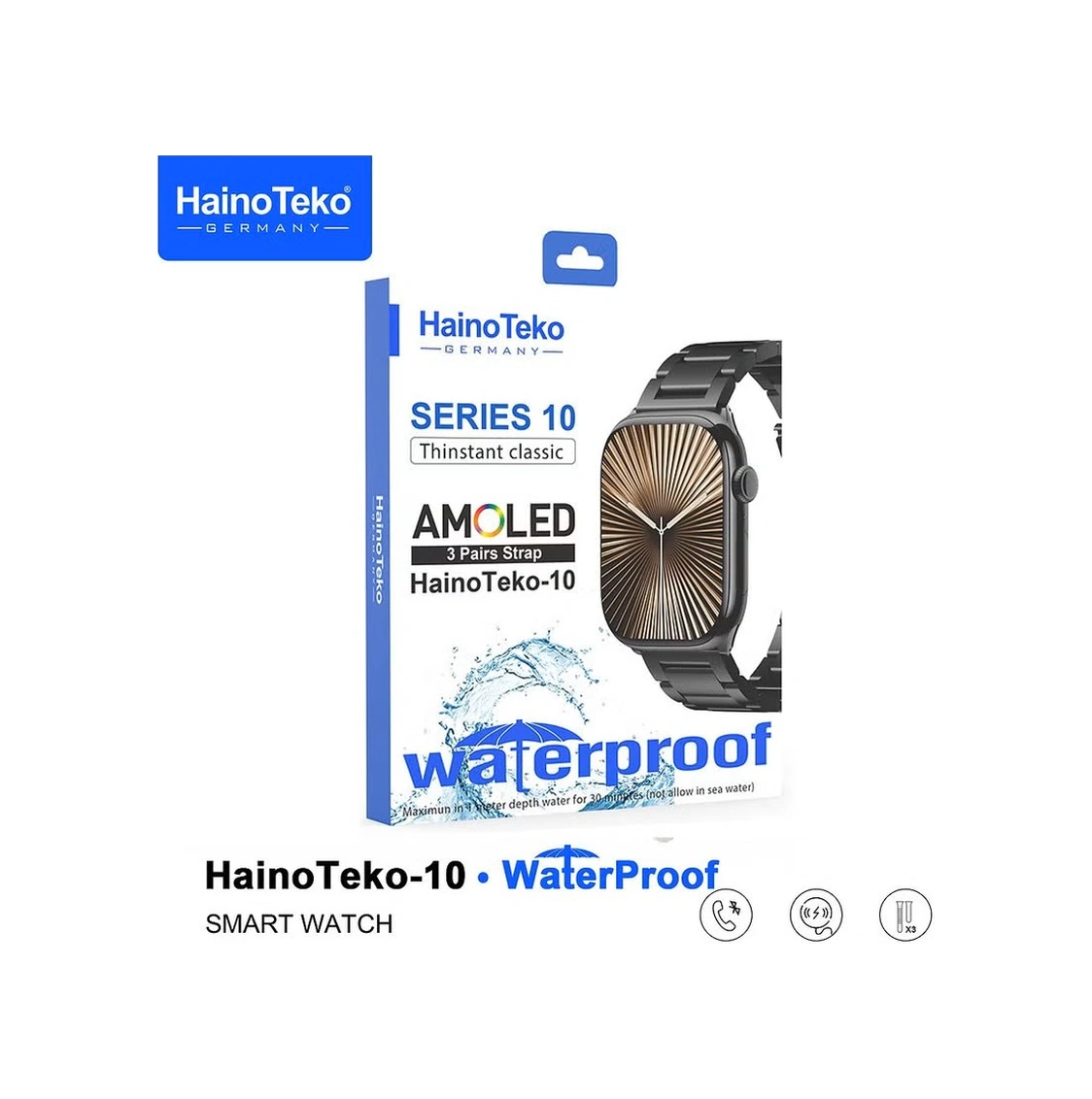 Haino Teko Teko-10 Watch Ultra 10 Amoled Ekran 3 Kordonlu Akıllı Saat Siyah