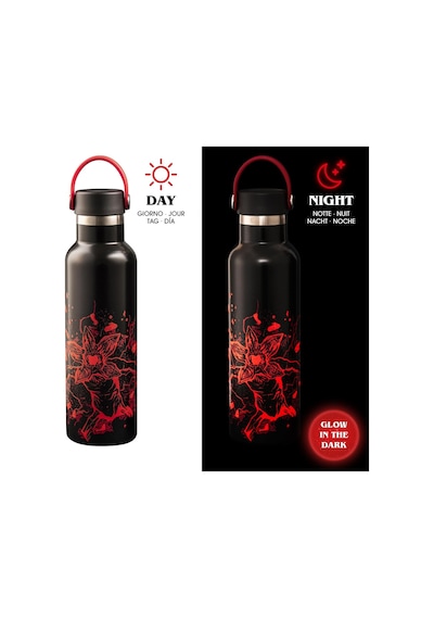 Stranger Things Termos Şişe - Karanlıkta Parlayan - Mükemmel Sıcaklık Koruma Özelliği - Bulaşık Makinesinde Yıkanamaz - 600ml Çok Renkli