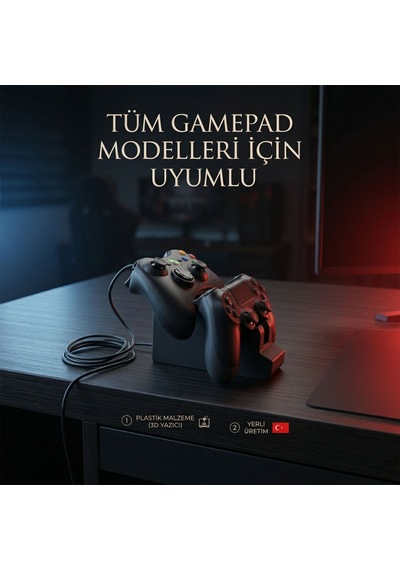 2 Li Gamepad Tutucu Standı Tüm Oyun Kollarıyla Uyumlu, 3d Yazıcı Üretimi Plastik Joystick Ve Kontrolcü Standı 3d Yazıcı
