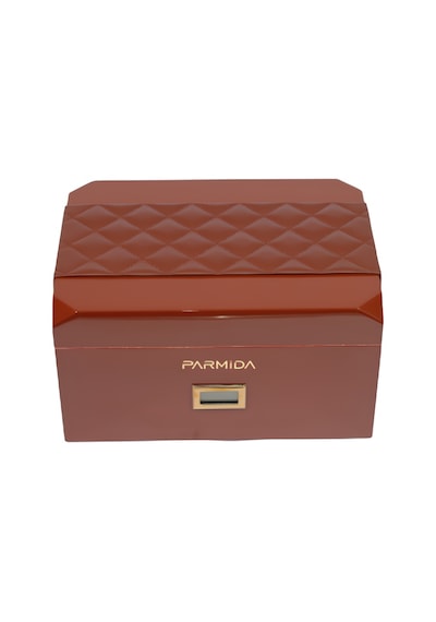 Parmida Kahverengi Deri Şeritli Çekmeceli Sedir Humidor Puro Kutusu