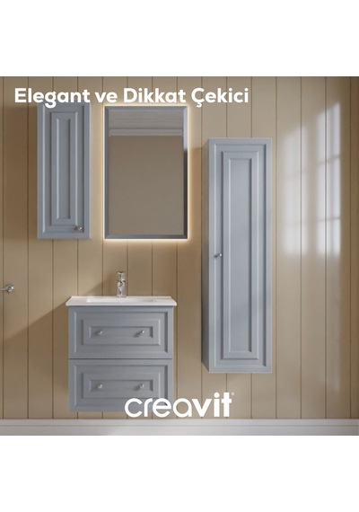 Creavit Kayra Lavabo Dolabı Çekmeceli 60cm Mat Gri Mat Gri
