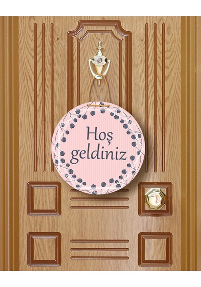 Evimize Neşe Getirdiniz" Yazılı Mdf Kapı Süsü 22.5 Cm Dekoratif Halat Askılı Giriş Dekoru Gri