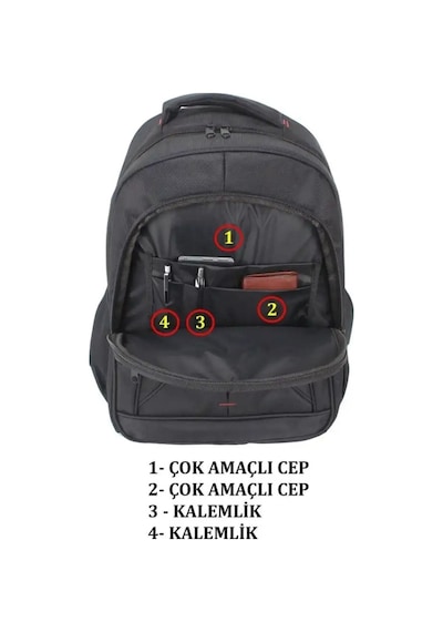 Case Club 2114 Büyük Boy 17 İnç Laptop Bölmeli Sırt Çantası Siyah