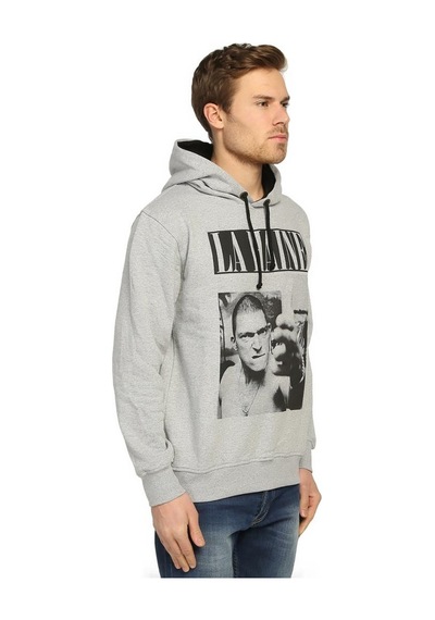 Bant Giyim - La Haine Gri Kapşonlu Erkek Sweatshirt Hoodie Gri