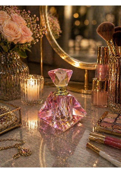 Crystal Pink Diamond Dekoratif Parfüm Şişesi Lüks Makyaj Masası Aksesuarı & Hediye Ürünü