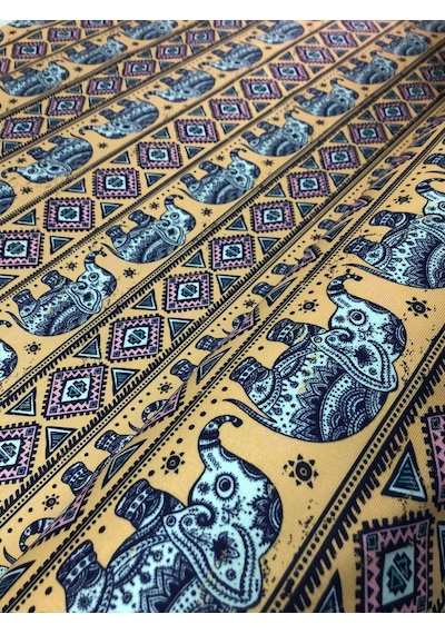 Enesar Home Elephant Etnik Fil Desenli Kumaş Kırlentlik Döşemelik Kumaş Dijital Baskı 100 x 140 cm