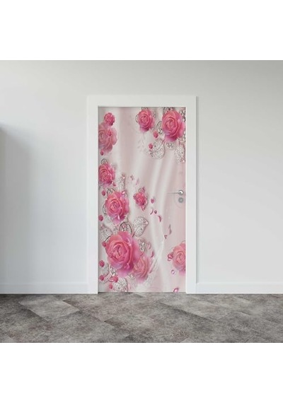 Giydirme Kapı Folyosu Pembe Güller Çok Renkli