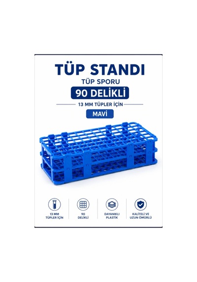 Tüp Standı - Tüp Sporu - 90 Delikli - 13 Mm Tüpler İçin - Mavi