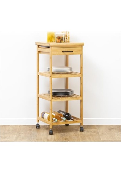 Mudo Home Boho Bambu Çekmeceli Etajer Akçaağaç