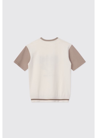 Panço Erkek Çocuk Bisiklet Yaka Ekru Tişört 2621bk05004 Krem