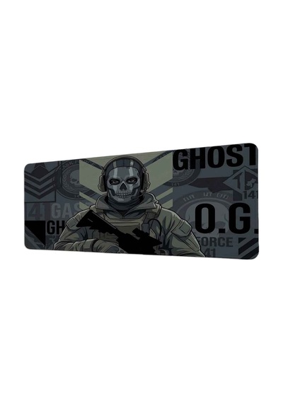 Ghost Call Of Duty Askeri Tasarım 40x90 Cm Oyuncu Mousepad Kaymaz Taban Büyük Boy Siyah