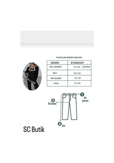 Scbutik Kadın Triko Takım Siyah Gold Düğmeli Şerit Detaylı Hırka Ve Palazzo Pantolon