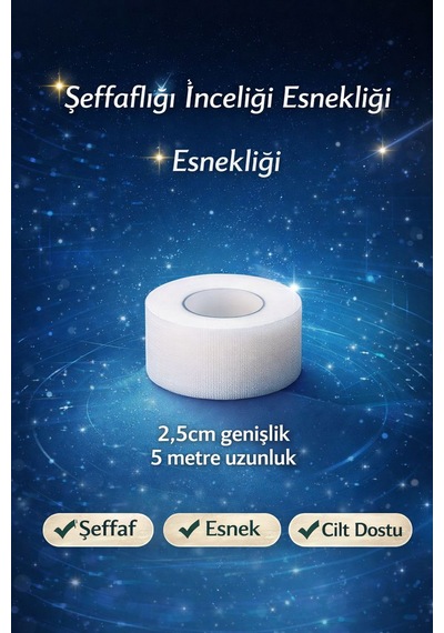 Şeffaf Ayak Vurması Bandı 2,5 Cm X 5 M Esnek Cilt Dostu Flaster