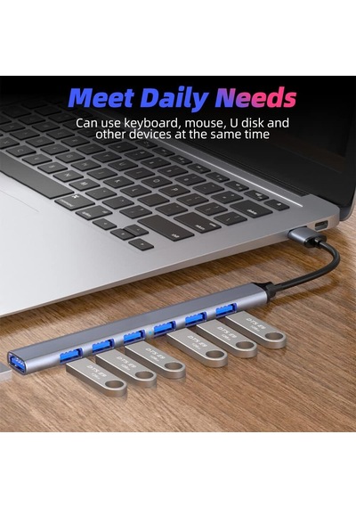 Coverzone Type-c Usb 3.0 7 Portlu Hub Otg Çoğaltıcı Pc Telefon Bilgisayar Uyumlu Veri Aktarımı Mouse Klavye Bağlantısı Ads303c