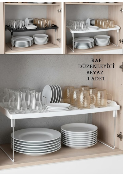 Dolap Içi Raf Düzenleyici Dolap Düzenleyici Raf, Bardak Tabak Fincan Rafı, Düzenleme Rafı Beyaz