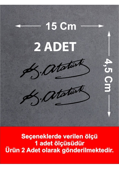 Mustafa Kemal Atatürk İmza 2 Adet Sticker - Araba Oto Motosiklet Karavan Sticker - 00016 15x4,5 Cm