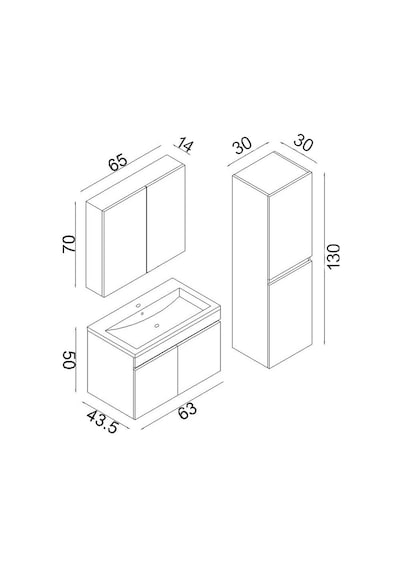 Teta Home Tokyo 65 Cm Mdf Banyo Dolabı Seti + Boy Dolabı Antrasit Antrasit