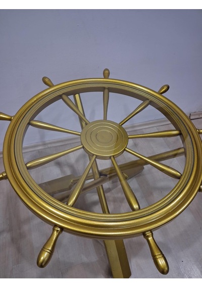 Orta Sehpa Dümen 90636 Model Ahşap Çapraz X Ayak Parlak Gold Lake Boya El Yapım Gold