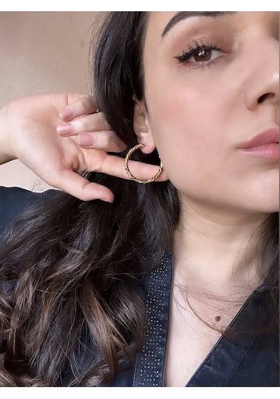 Kadın Çelik 3 Cm Burgu Çelik Halka Küpe Çok Renkli