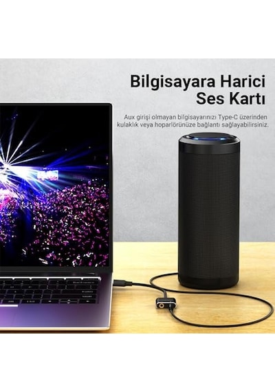 Type-c Ses Kartı 3.5mm Kulaklık Ve Mikrofon Girişli