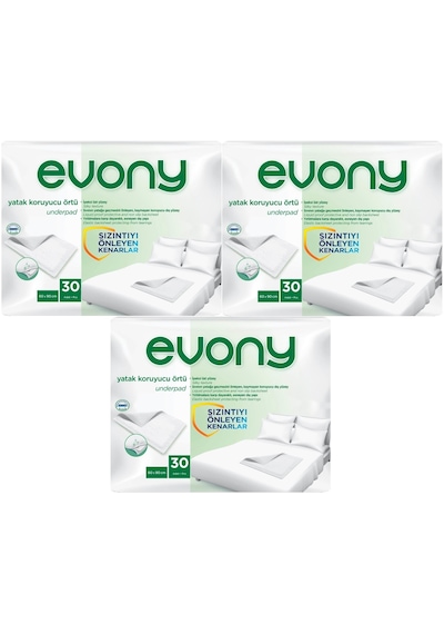 Evony Hasta Yatak Koruyucu 60*90Cm 90 Adet (3PK*30) (Kaymaz Özell