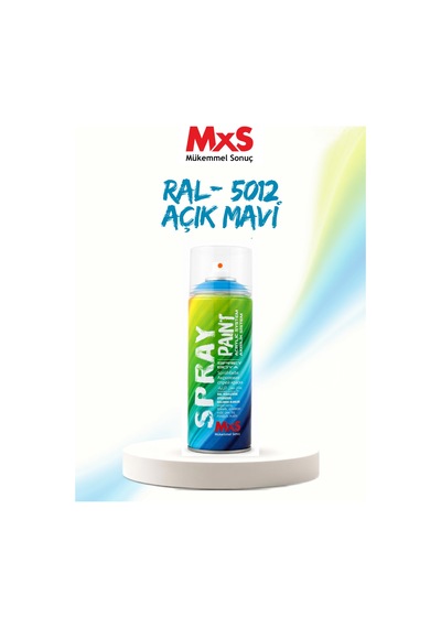 Mxs Ral 5012 Açık Mavi Akrilik Sprey Boya 400 Ml Siyah