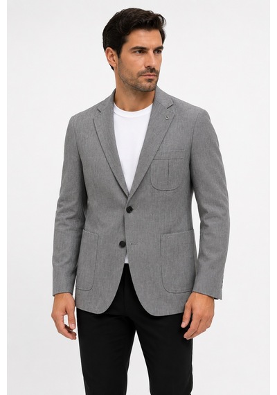 Bihan Store Erkek Cepli Astarsız Desenli Dokuma Blazer 06 Drop Ceket 1954-gri