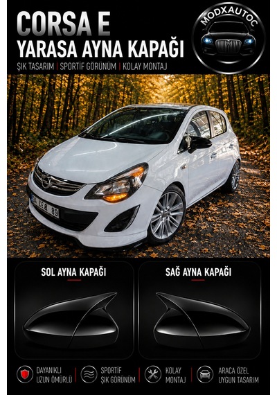 Opel Corsa D 2007-2014 Araca Özel Yarasa Ayna Kapağı A+