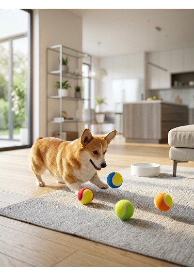 4'lü Renkli Tenis Topu Kedi Köpek Oyuncağı Seti - İnteraktif Isırma Ve Yakalama Topu