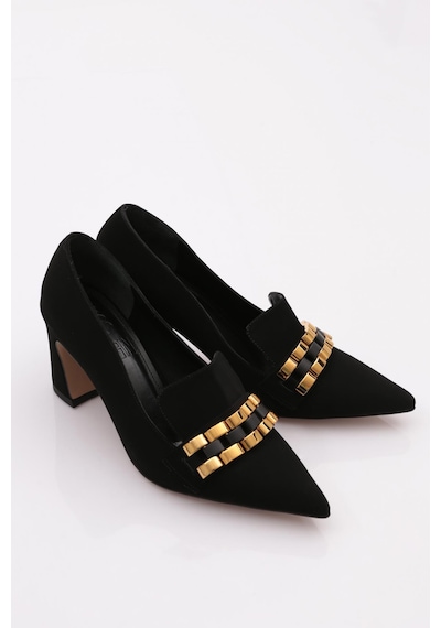 Dgn 170 Kadin Topuklu Ayakkabi 170-2489-R1700 Siyah Velvet