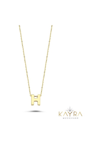 Kayra Mücevher Sade H Harfi Altın Kolye Bm116