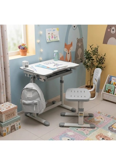 Ayarlanabilir Ergonomik Çocuk Aktivite Masası 3-10 Yaş- Gri