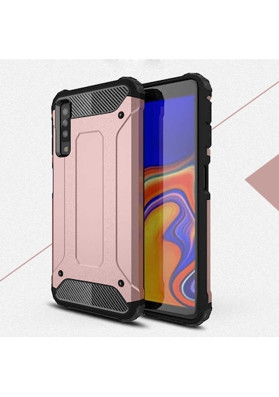 Noktaks - Samsung Galaxy Uyumlu A9 2018 - Kılıf Çift Katman Zırh Tank Crash Military Kapak - Rose Gold
