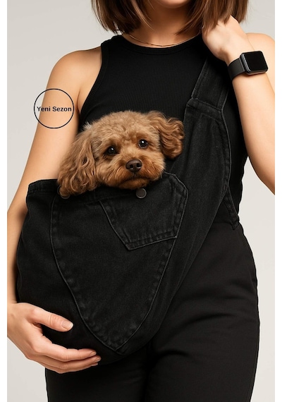 Salya Store Kedi Köpek Taşıma Çantası Black Jean Köpek Taşıma Çantası 0-8 KG