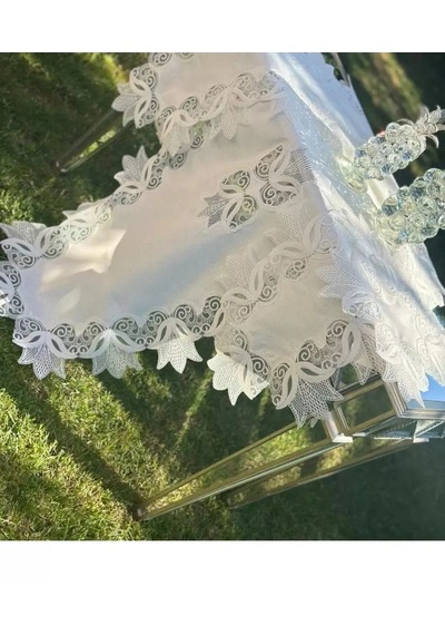 Salon Takımı Krem-krem Kayla Model 5 Parça Keten Dantelli Runner Seti Çok Renkli