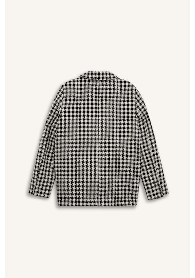 DeFacto Oversize Geniş Kalıp Ceket Yaka Düğmeli Tweed Desenli Blazer Ceket V2814AZ24AUBK81 Siyah DeFacto Oversize Geniş Kalıp Ceket Yaka Düğmeli Tweed Desenli Blazer Ceket V2814AZ24AUBK81 Siyah