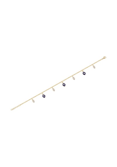 Diamond Line - Gülaylar - Sarı Altın 14 Ayar Nazar Boncuğu Bilekl Standart N11.21796 Sarı Altın