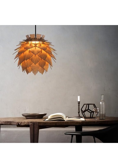 Lotus Ahşap Avize 4 Renk Modern Bohem Rustik Avize Tekli Sarkıt Lamba Butik Otantik Aydınlatma Cafe Salon Mutfak Yeme Çok Renkli