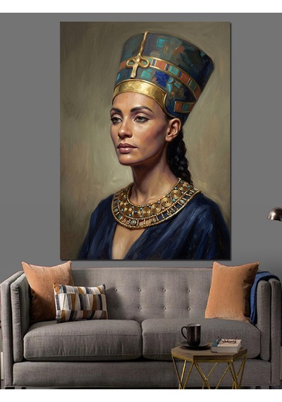 Mısır Kraliçesi Nefertiti Asil Portre Dekoratif Kanvas - Mdf Ahşap Tablo