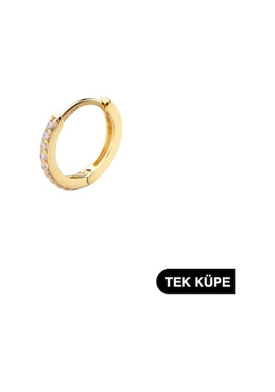Goldkupe 14 Ayar Taşlı Tek Halka Altın Küpe 0,52 Gr-6326