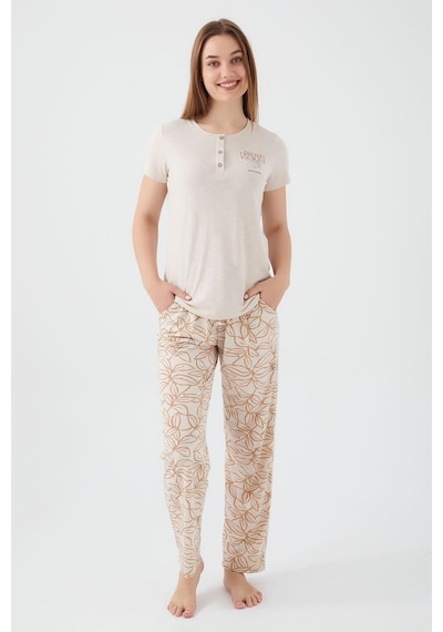 Pierre Cardin 8521 Tropical Vibes Kadın Kısa Kol Pijama Takım 001
