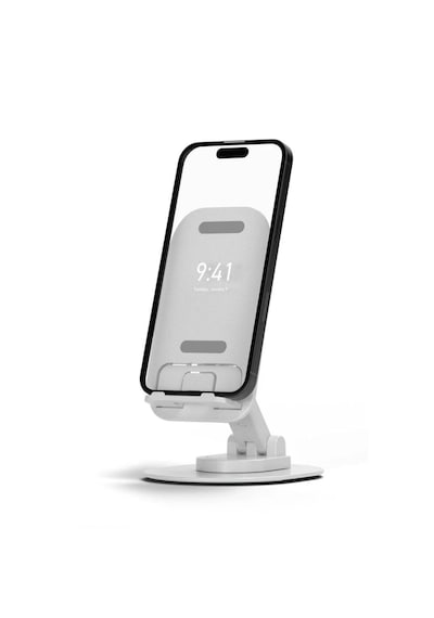 360 Derece Dönebilen Katlanabilir Masa Üstü Telefon Tutucu Stand Yuvarlak Tabanlı Beyaz